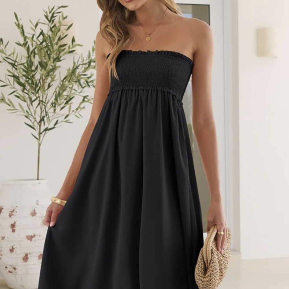 Chic Black Strapless Maxi Dress